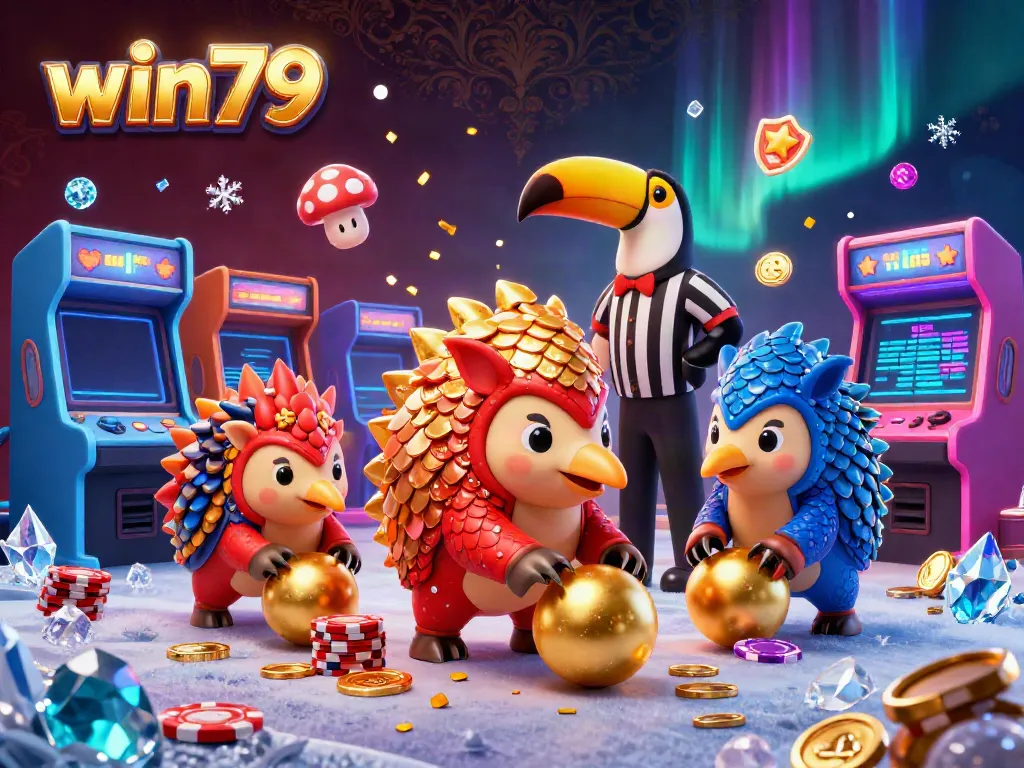 Experience the excitement of win79 as vibrant pangolins roll through a casino world of gaming elements.