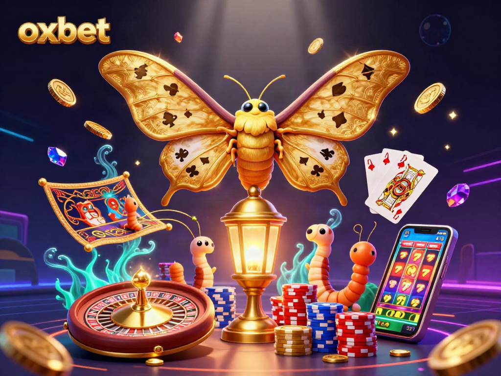 Experience fortune at OXBET casino with vibrant 3D illustrations of games and prizes.