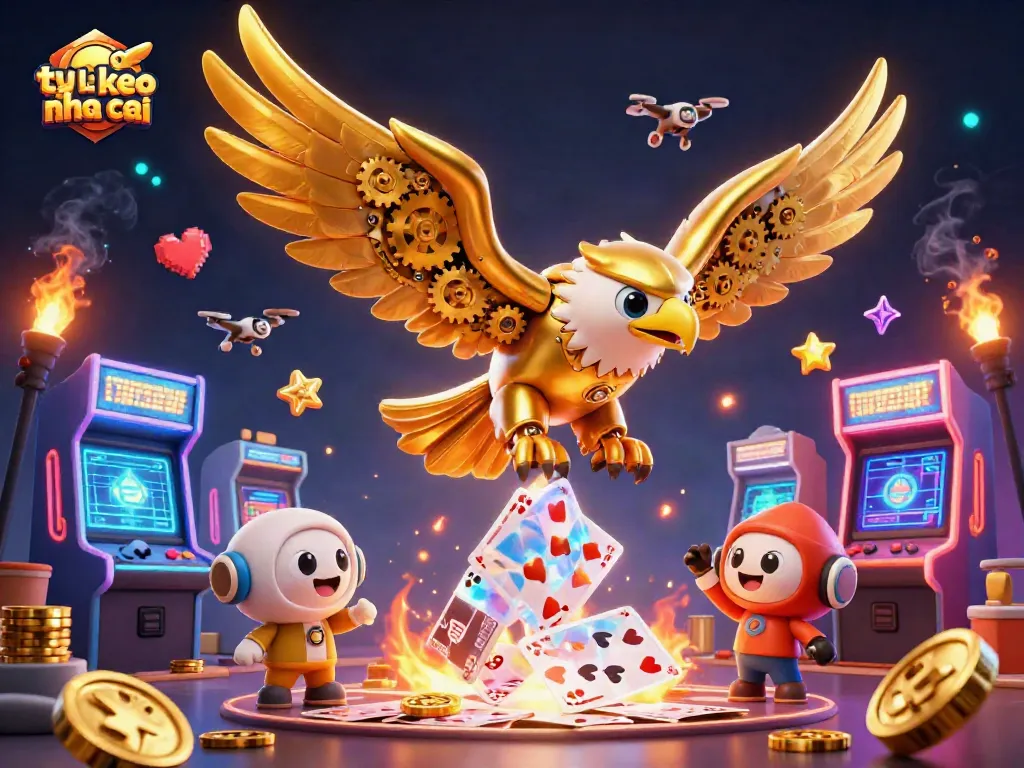 Engage with ty le keo nha cai through a vibrant 3D illustration showcasing gambling excitement and dynamic gameplay.